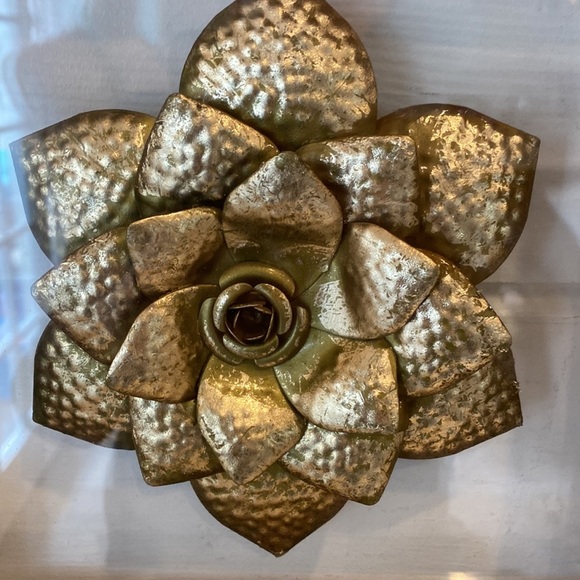 Metallic Gold Flower Wood Shadowbox Art - Picture 3 of 7